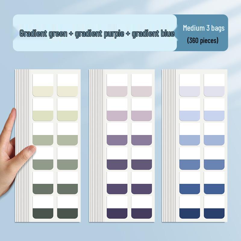 High-Value Gradient Color Translucent Index Stickers - Writable Memo and Bookmark with Strong Adhesion.