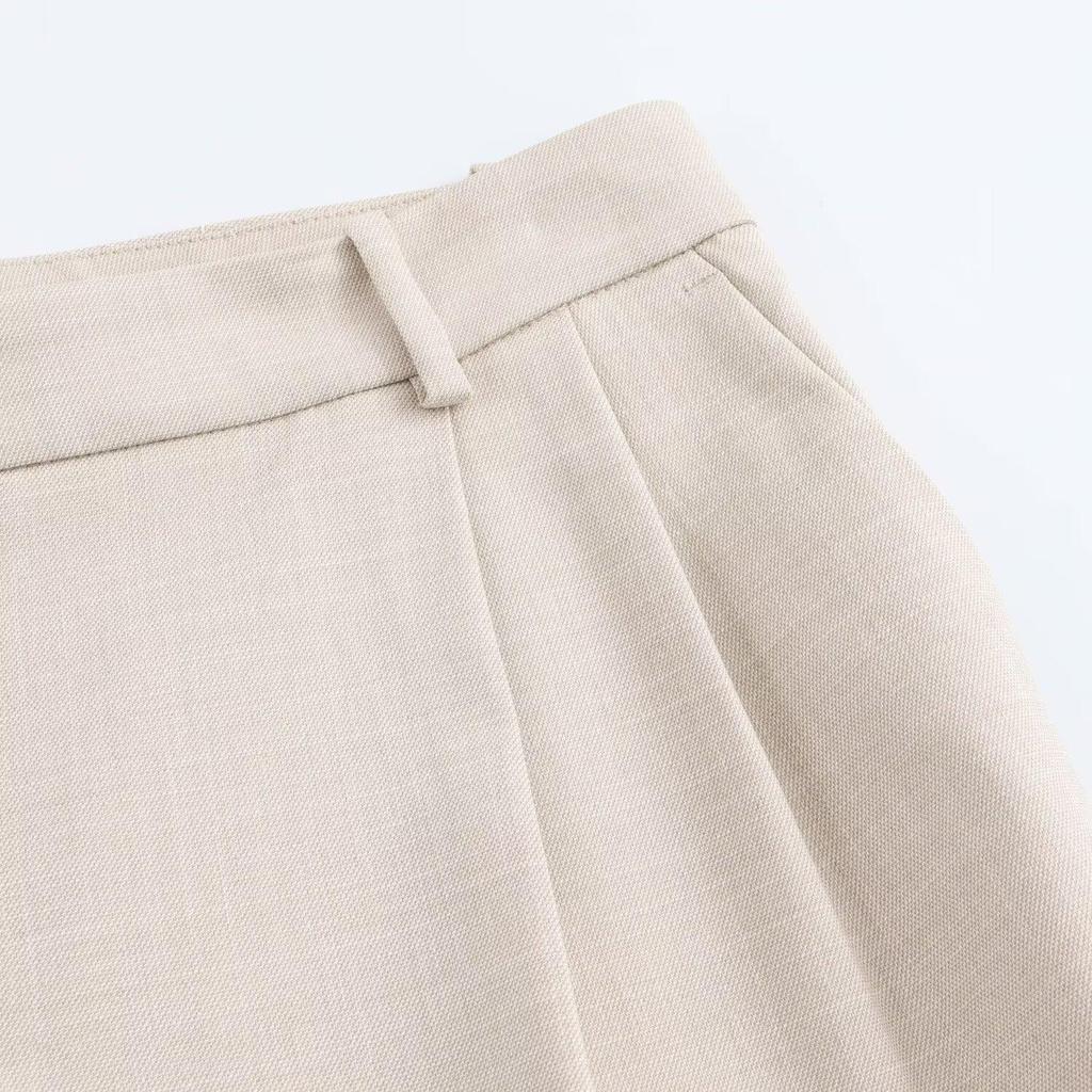 2025 Spring Women's Slim Double-Breasted Blazer & Pleated Wide-Leg Pants Set