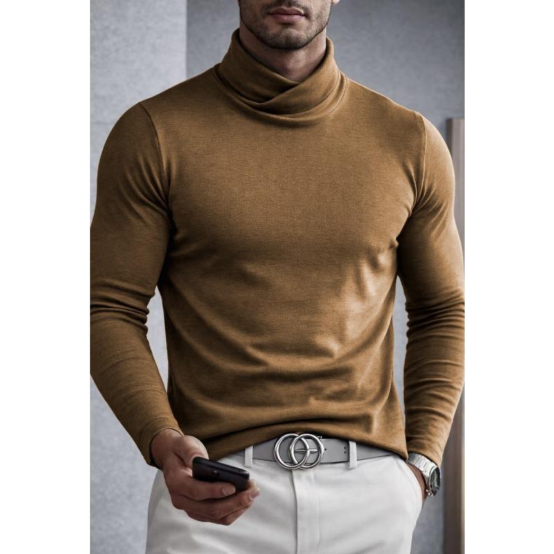 Men S Solid Color Long Sleeve High Neck Base Layer Top