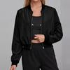 Women's Solid Color Fashionable Sleeve Long Sleeved Zipper Casual Top  Jacket Jacket