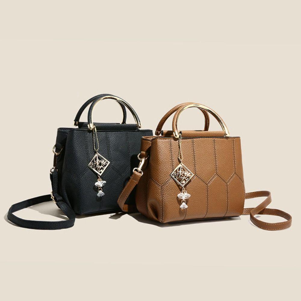 Fashion PU Women's Bag Two-Way Carry High-end Tote Bag Large Capacity Vintage Crossbody Bag Gift