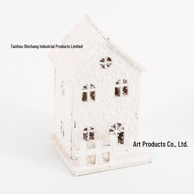 

Рождественские деревянные украшения в виде снежинок и домиков с подсветкой для украшения окон/стола