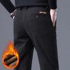 Utumn and Winter Fleece Men's Corduroy Casual Pants Chenille Thick Stretch Business Trousers Mid-rise Thermal Pants