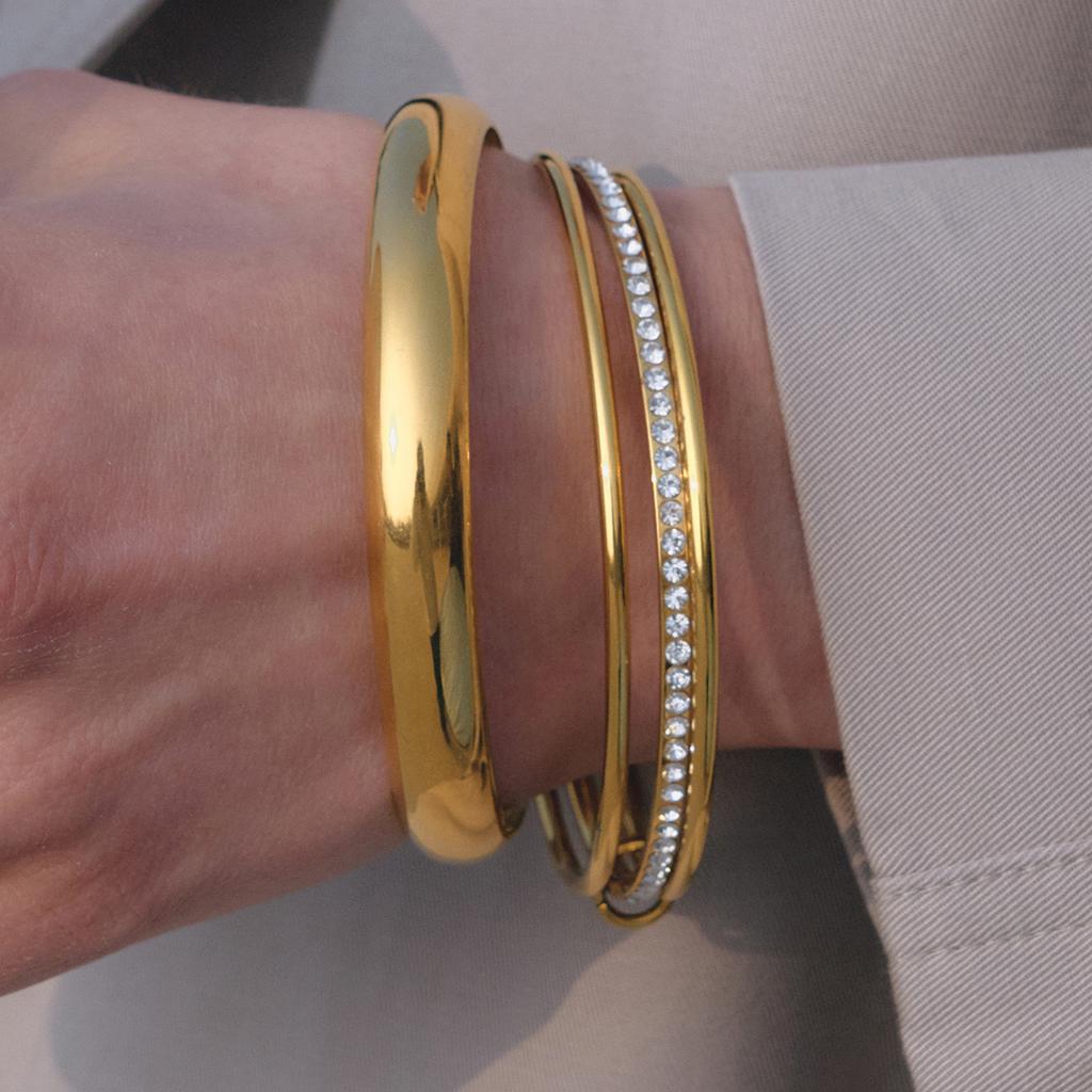 18k vacuum electroplated stainless steel plain ring gold bracelet does not fade titanium steel jewelry explosion