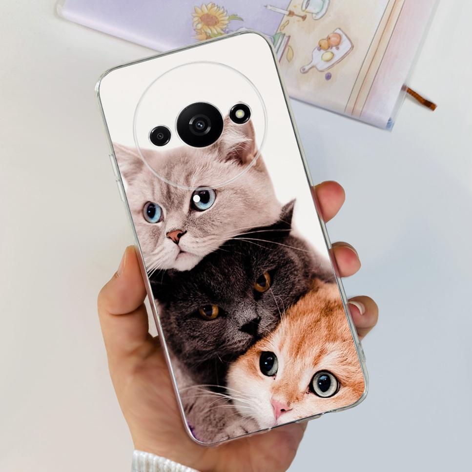 For Xiaomi Redmi A3 4G Case Fashion Girl Cartoon Print Soft Silicone Back Cover For Redmi A3 6.71" Shockproof Phone Case Funda