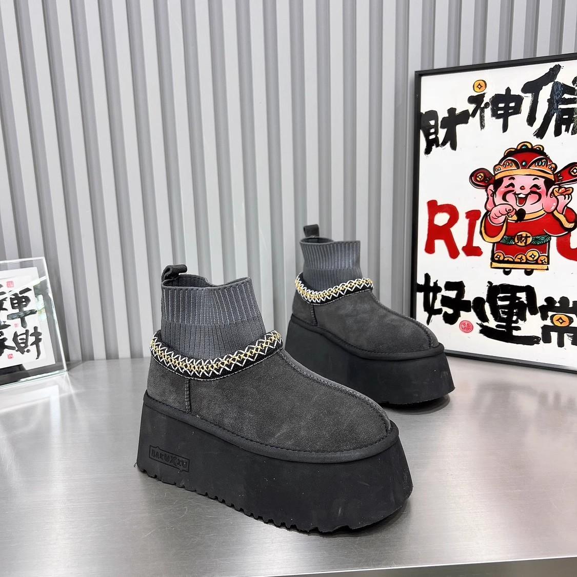 

Женская модная шерстяная обувь с широким голенищем, легкая толстая подошва, зимние теплые сноубутсы, меховая подкладка, нескользящие, повседневные спортивные хлопковые ботинки 40 серый
