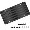 American Flag License Plate, Black Front Flag Decoration License Plates With 4 Holes,Aluminum Metal 3D Embossed US License Plate With Screws Caps, 6
