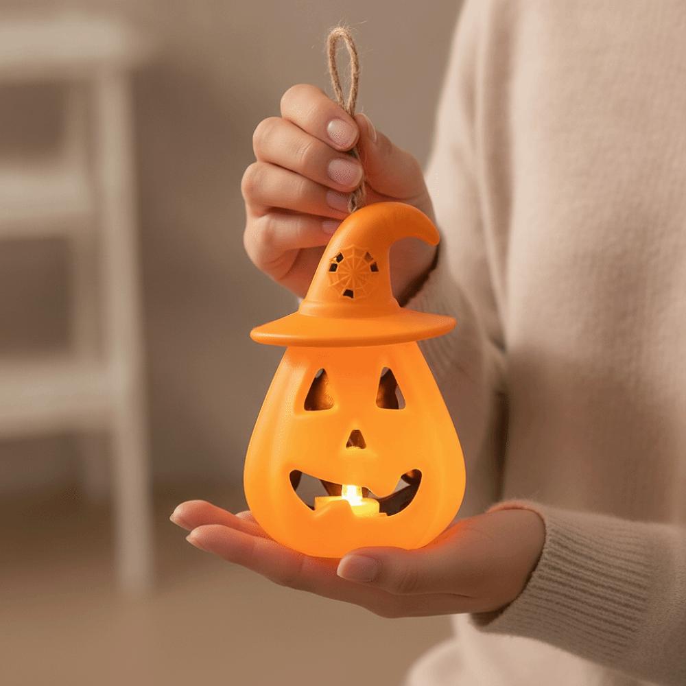 Cell Battery Operated Halloween Pumpkin Lantern Light Weight Electronic Candle Lamp Desk Ornament