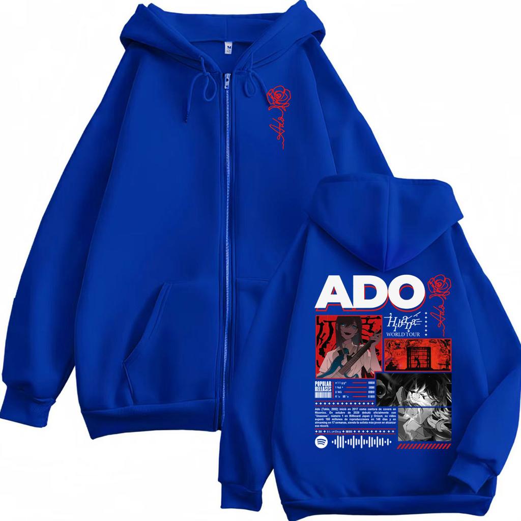 Singer Ado Hibana World Tour Dragkedja Hoodie Harajuku Japansk Stil Dragkedja Tröjor Herr Dam Casual Överdimensionerade Tröjor