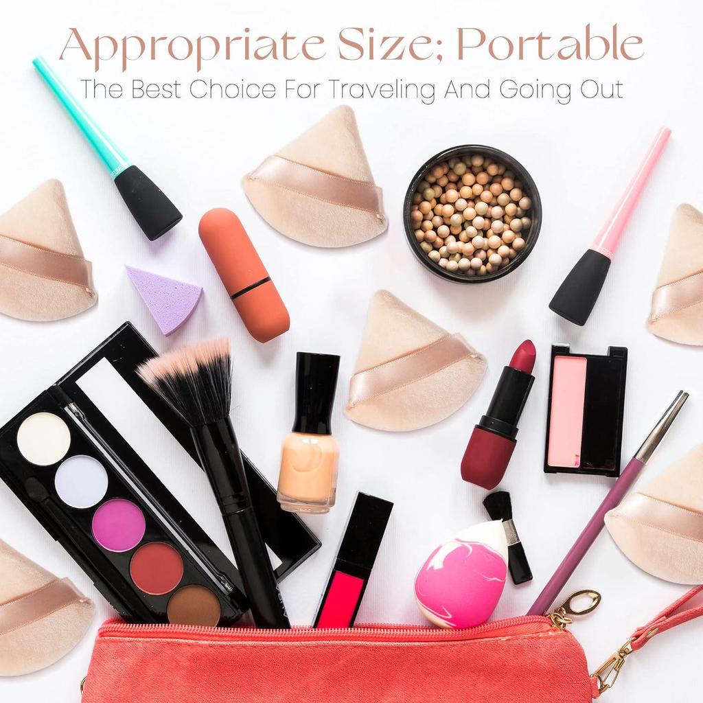 Triangular 3D Flocking Air Cushion Puff - Fan-Shaped, Dual-Sided, Soft & Delicate for Loose Powder Application