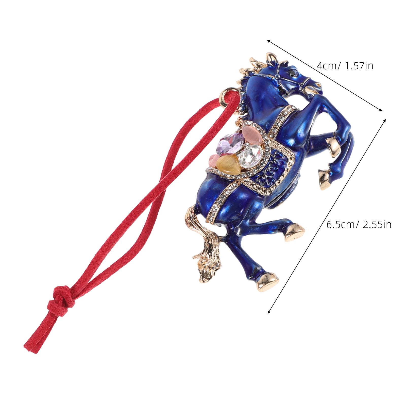 Chinese Zodiac Horse Pendant Car Mirror Hanging Ornament Rhinestone 2026 New Year Auto Interior Decoration Spring Festival синий