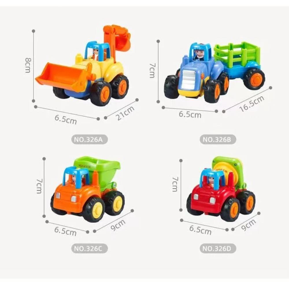 4 Stück/Set Auto Bunte Ingenieurteams Frühe Kindheit Pädagogisch Trägheitsschieben Planierraupe/Bauer Traktor Auto Spielzeug