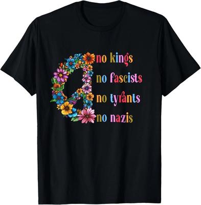 No Kings No Fascists No Tyrants Floral Graphic Tee, Equality Activis Unis Unisex T-Shirt