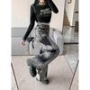 Women's American Retro Gradient Tie-Dye High Waist Wide-Leg Jeans - Early Autumn Design
