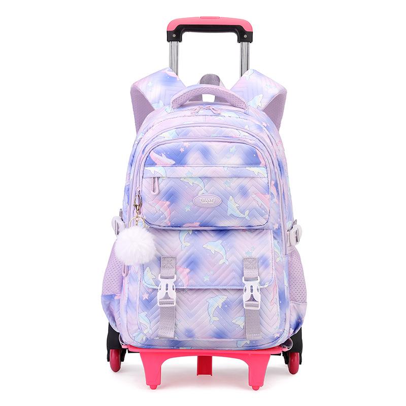 Zaino Scolastico con Ruote Zaino Trolley per Bambine Studentesse Zaino a Ruote Trolley Borsa Scolastica Trolley da Viaggio Bagaglio