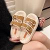Thick-bottomed Versatile Fluffy Slippers, New In Autumn and Winter 2025, One-word with Velvet Casual Cotton Slippers, One-pedal Slippers