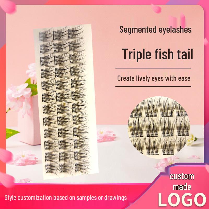

New 3-Section Fishtail False Eyelashes: Natural-Looking Cluster Lashes for Women D
