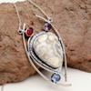 Crazy Lace Necklace Agate Gemstone Pendant Silver Natural Jewelry  Jewelry