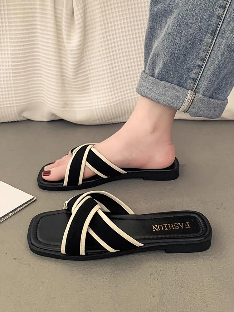 French fairy style flat bottom two wearing sandals female summer fashion with skirt temperament popular versatile Roman cool slippers