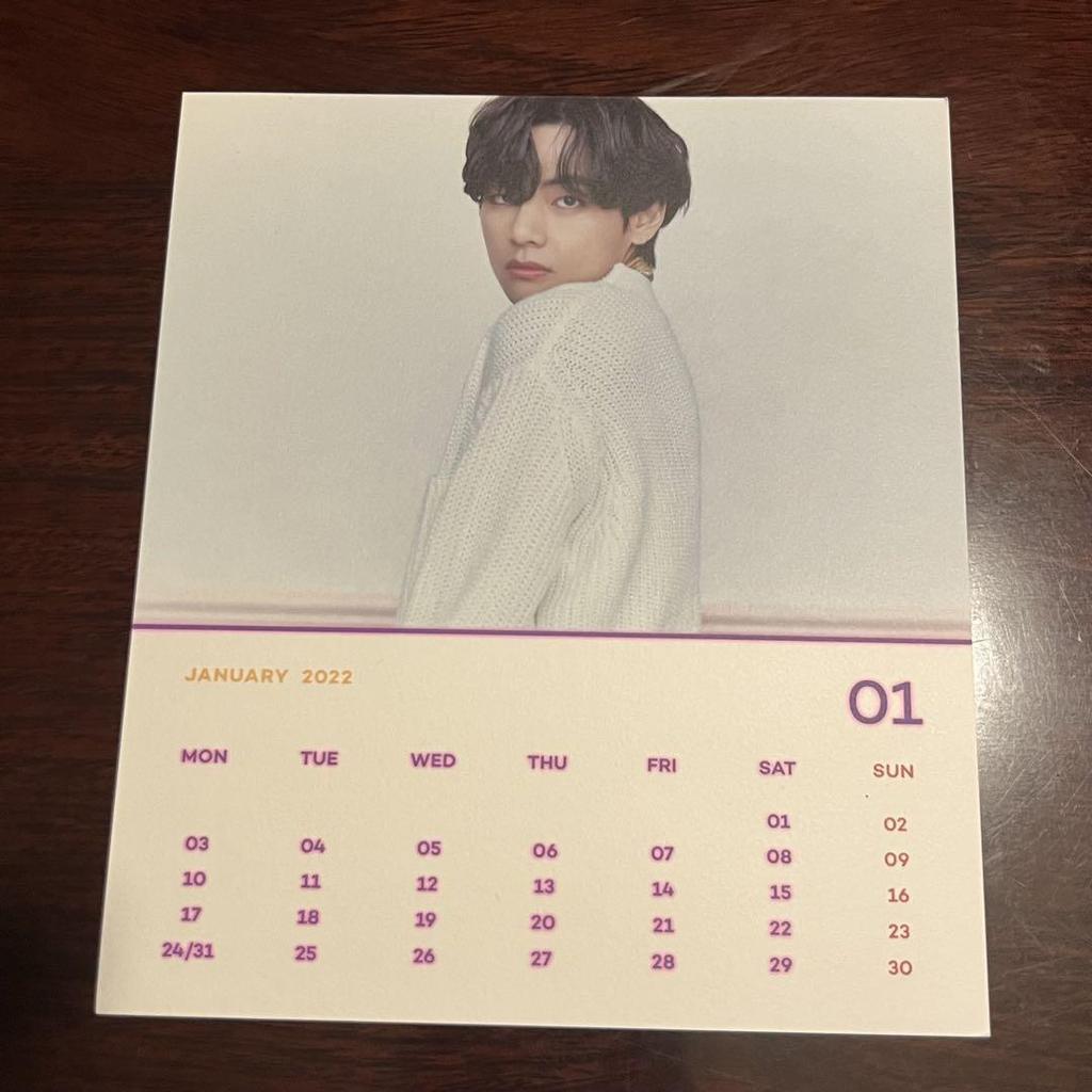 [USED] BTS V Taehyung Kim Taehyung Autographed Calendar Card