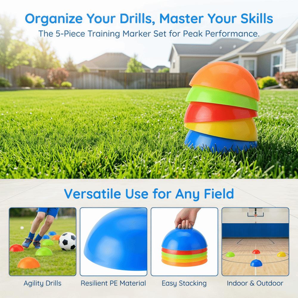 5PCS Half Dome Training Cones Bowl Shaped Field Markers Portable Soccer Marker Discs  Team Drills