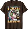 Alien Ich brauche Platz Retro Mond Sitzendes UFO Grafik T-Shirt Baumwolle Lässig Reise T-Shirt