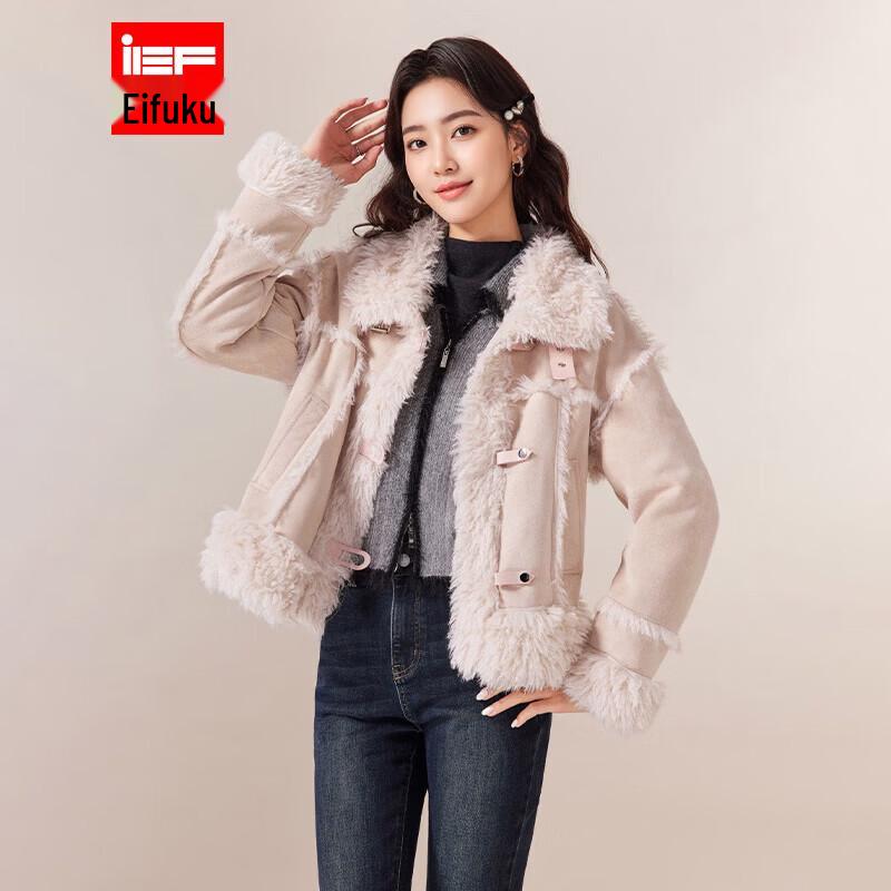 IEF 2025 Winter French Sweet Design Frosted Leather Jacket One Size
