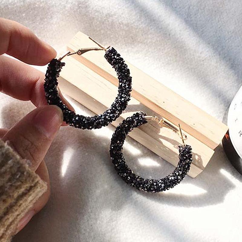 Crystal Hoop Earrings For Women C-shaped Punk Brincos Fashion Jewelry Bijoux Geometric Circle Loop Earring pendientes mujer