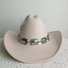 Double concave cowboy fedora western cowboy silver Ivory Silver Concho Chain Cowboy Hat wide brim riding hat cowboy hat