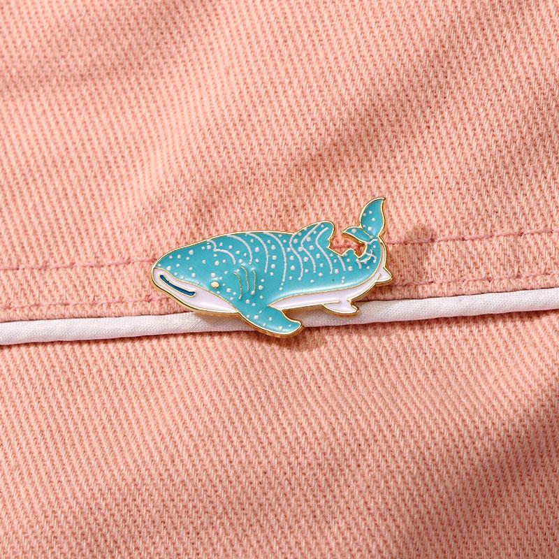 New Whale Shark Enamel Brooches Cute Marine Animal Collar Pins With Free Shipping