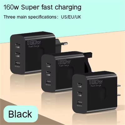 160W 3Ports USB-Ladegerät Schnellladung EU US UK Stecker Wandladegerät PD Schnellladung für iPhone Samsung Xiaomi Huawei Ladeadapter