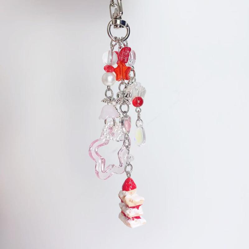 Cute Strawberry Cake Short Mobile Phone Lanyard Bag Pendant For Women  Versatile Keychain Backpack Decoration Gifts