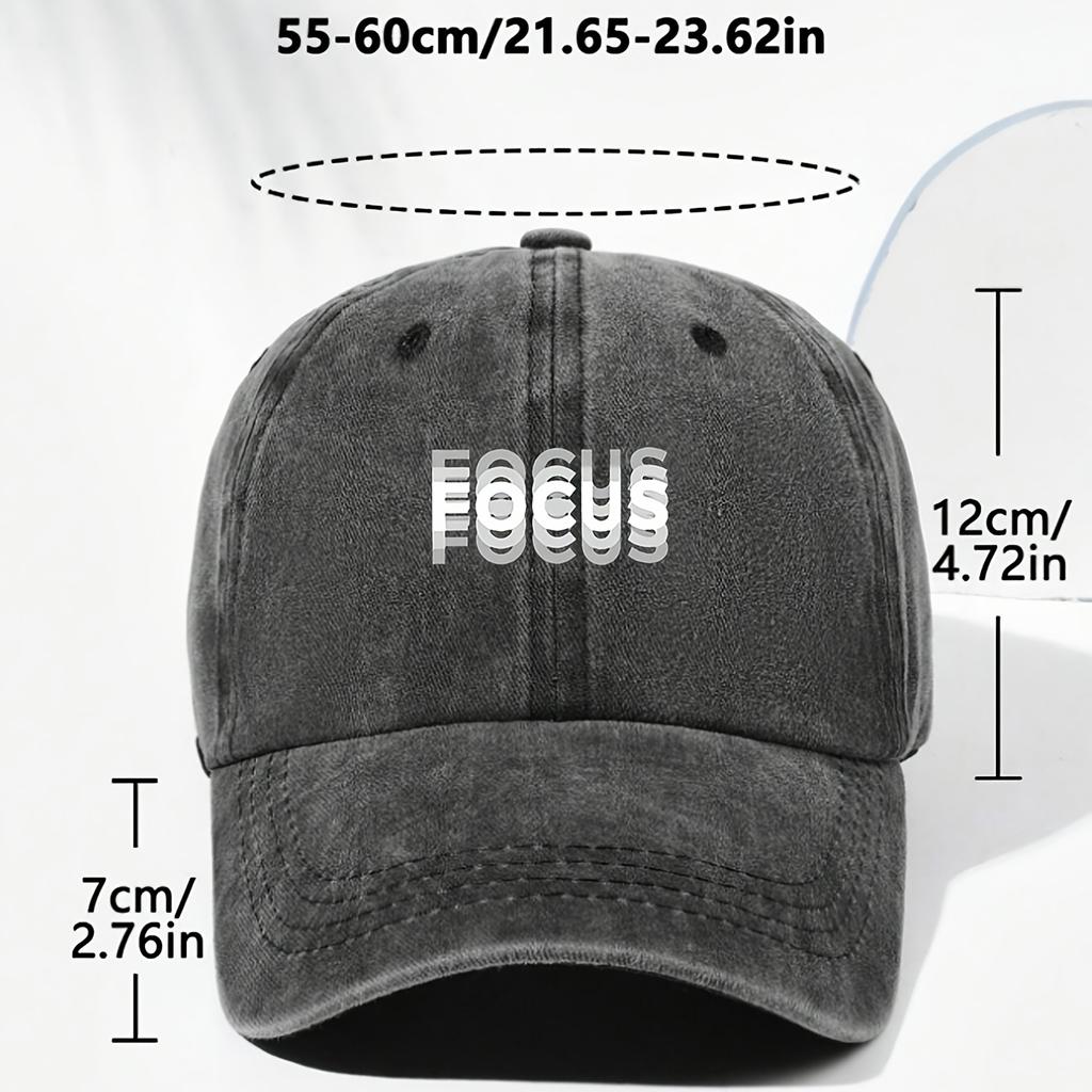 Classic Unisex Baseball Cap with "FOCUS" Print Adjustable for Daily Leisure, Outdoor Sports, and Travel