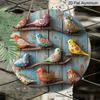 Plano 2D, 1 pieza Redondo de Aluminio Colorido Pájaro de Arte Popular Señal, Vintage Floral Pintado Pájaro Placa de Metal, Impermeable y a Prueba de Óxido, Perfecto para Casa de Campo