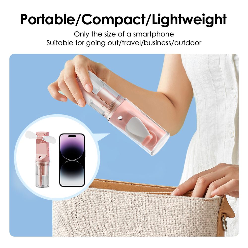 Portable Handheld Mist Fan USB Rechargeable Folding Hand Fan With Water Spray Mist Portable USB Mini Charging Fan Office Fan