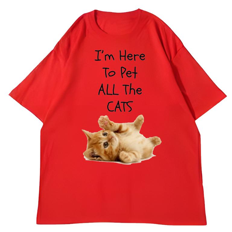

Adult and Childrens Comforting Catplaying Pure Cotton Tshirt Lazy and Casual Perfect for Staying At Home or Parties S