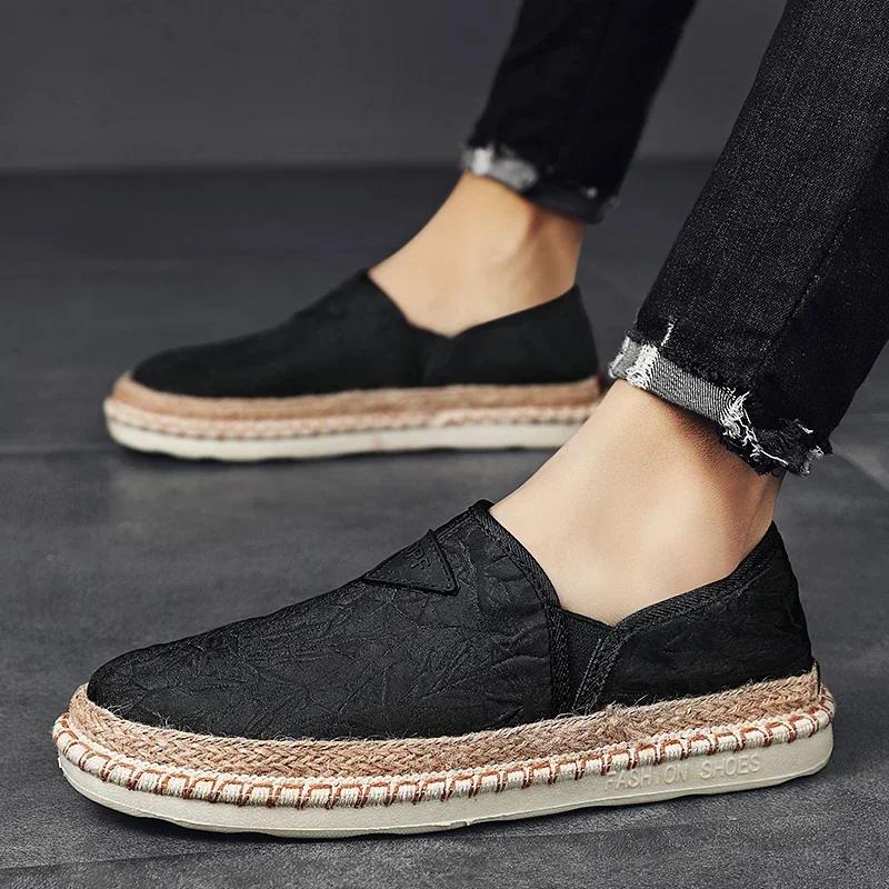 

Мужская мода Повседневная обувь Тренд Кроссовки Лоферы Ледяной шелк Эластичная ткань Летние Дышащие Туфли рыбака Ленивая обувь 2024 Новинка 39 чёрный