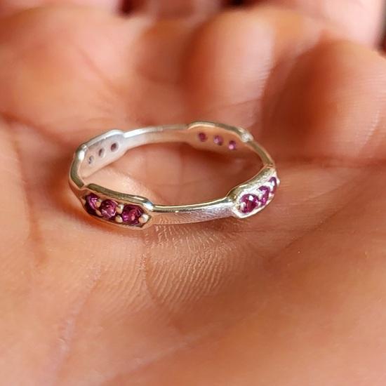 Natural Rubellite Garnet Gemstone  925 Sterling Silver Ring 7.5 US, Gift Ring