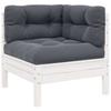 vidaXL Garden Corner Sofa with Cushions White Solid Wood Pine