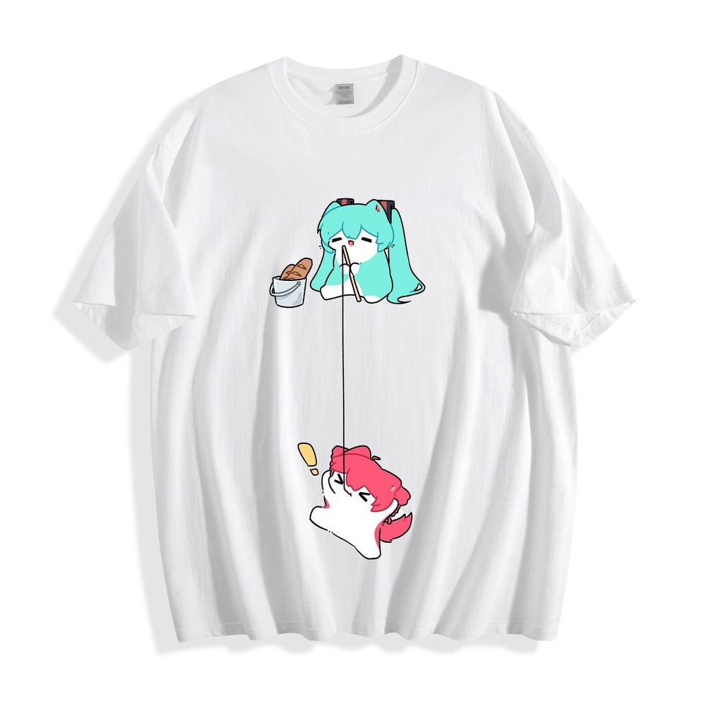 Kawaii Hatsune Miku x Kasane Teto TShirt Cute Vocaloid Meme Graphic Unisex Tee