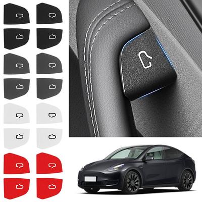 For Tesla's Updated Model 3/Y Decorative Door Switch Button Suede Protective Sticker Interior Parts