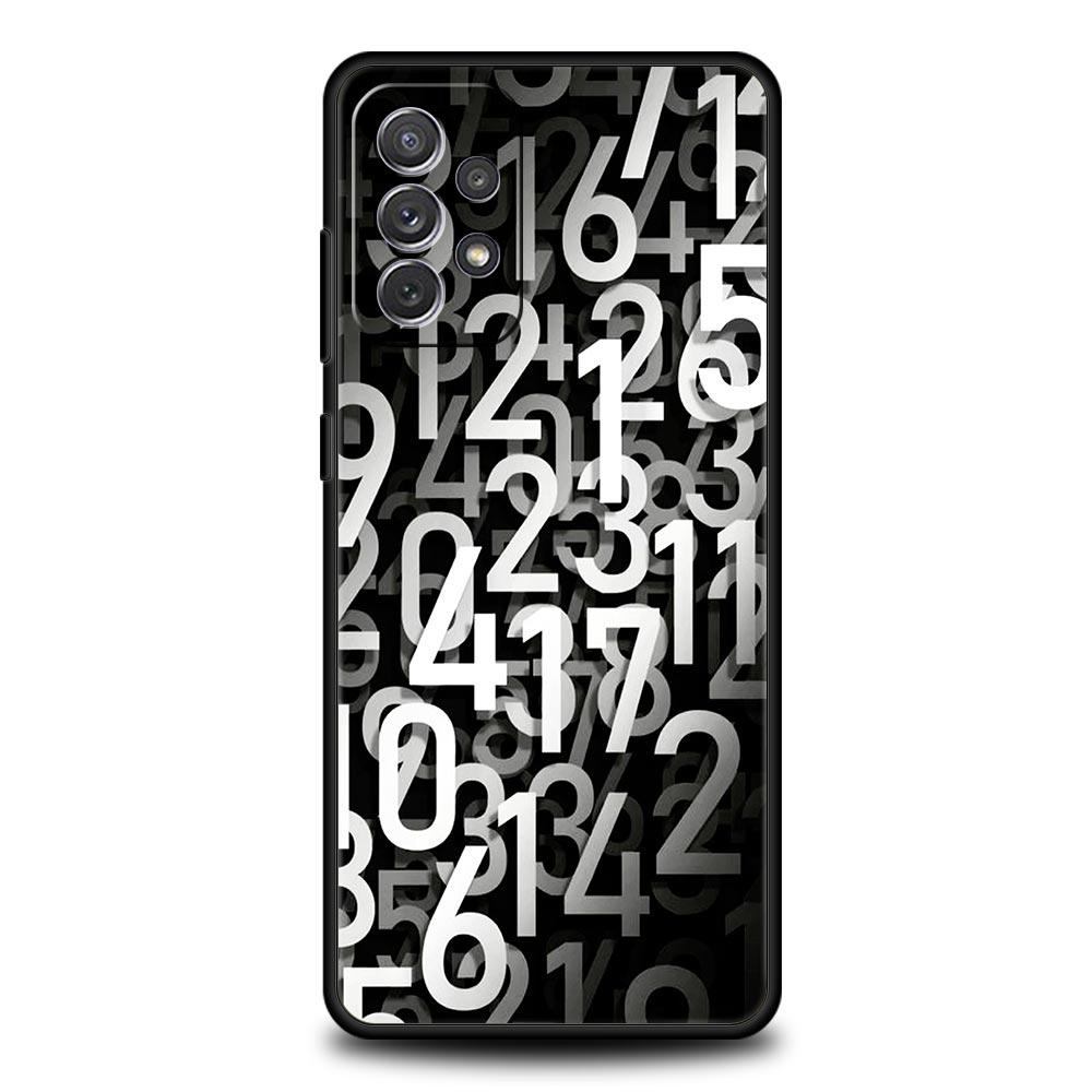 Number Pattern Phone Case for Samsung Galaxy A55 A35 A17 A07 A15 A13 A25 A51 A71 A72 A73 A32 A52 A52S A41 5G Soft TPU Shell Bags