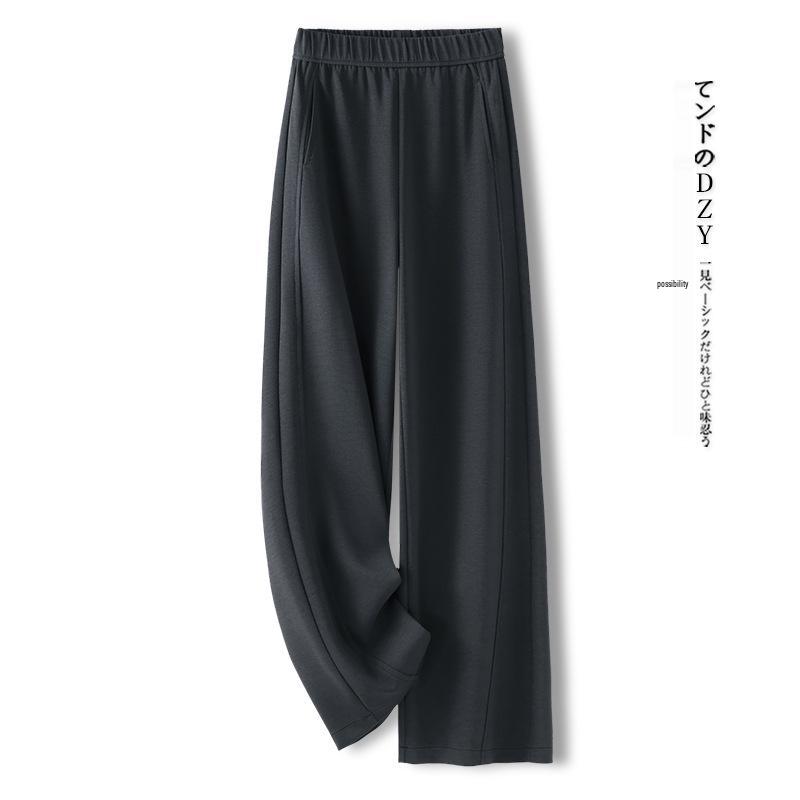 Women's High-Waisted Gray Elastic Waist Wide-Leg Sweatpants - Spring 2025 Collection