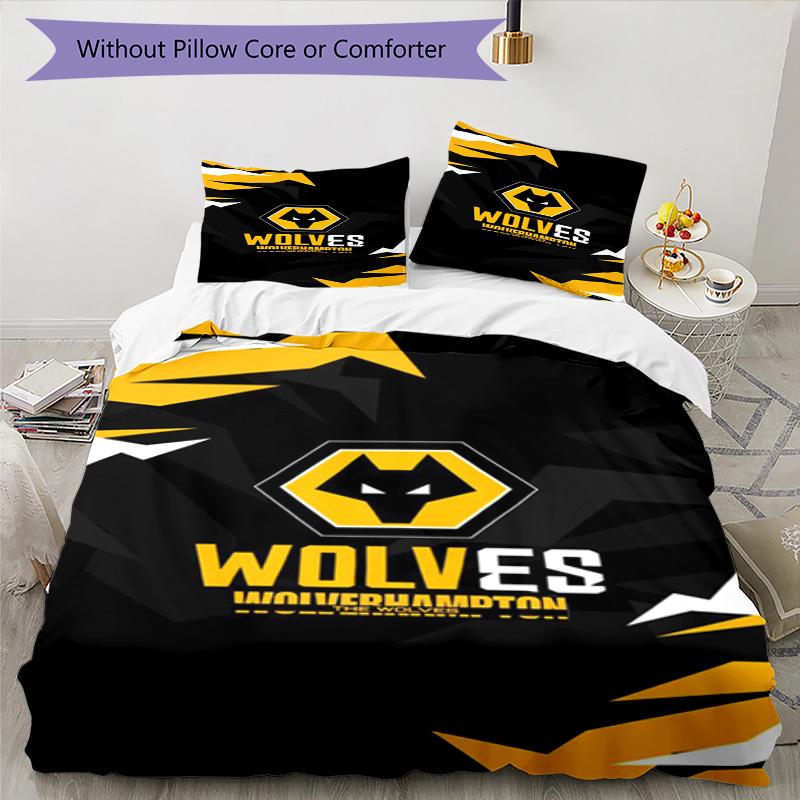 Set Copripiumino con Stampa dello Stemma del Wolverhampton Wanderers Football Club – include 1 copripiumino e 2 federe coordinate Arredamento camera da letto Regali di Natale
