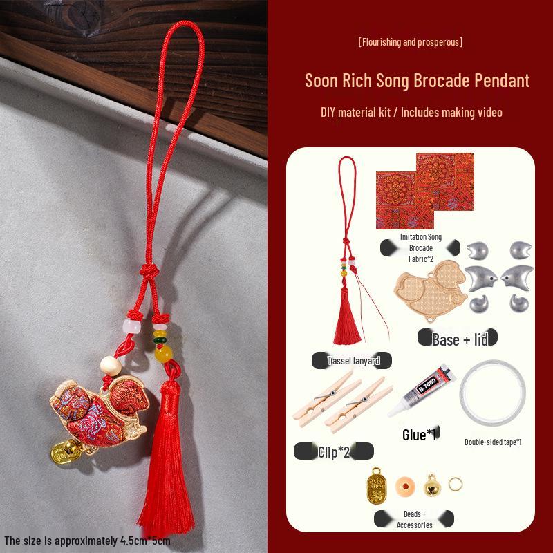 Handmade Song Brocade DIY Pendant Kit: Chinese-Style Keychain, Team Building, Children's Gift