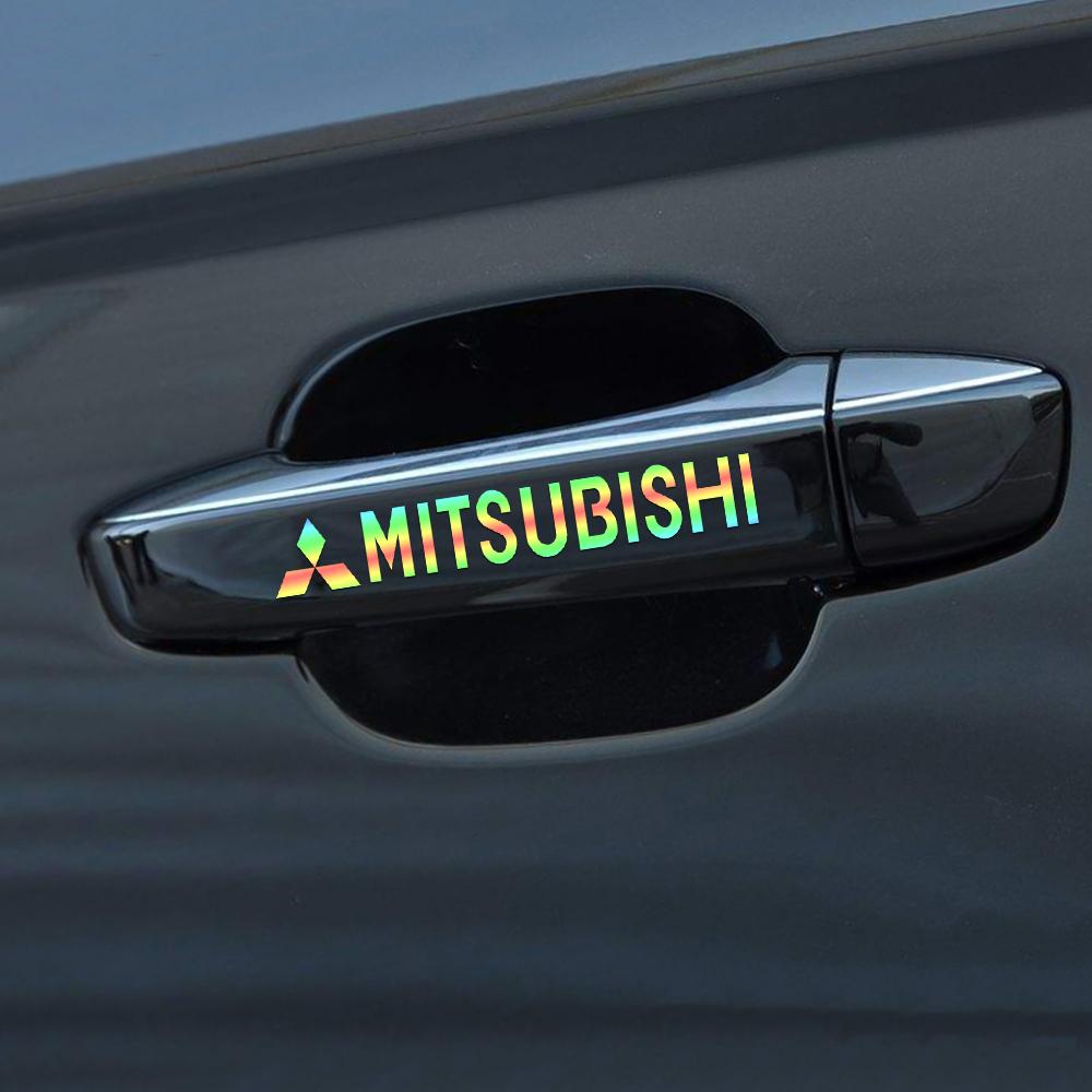 4pcs PVC Styling Car Wheel Rims Body Decoration Stickers Auto Door Handle Reflective Decals for Mitsubishi Lancer Xpander Pajero