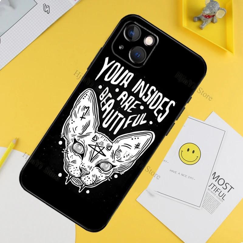 Applicable Apple Iphone Phone Case Tattoo Sphinx Cat Case Soft Case Protective Case Iphone 16