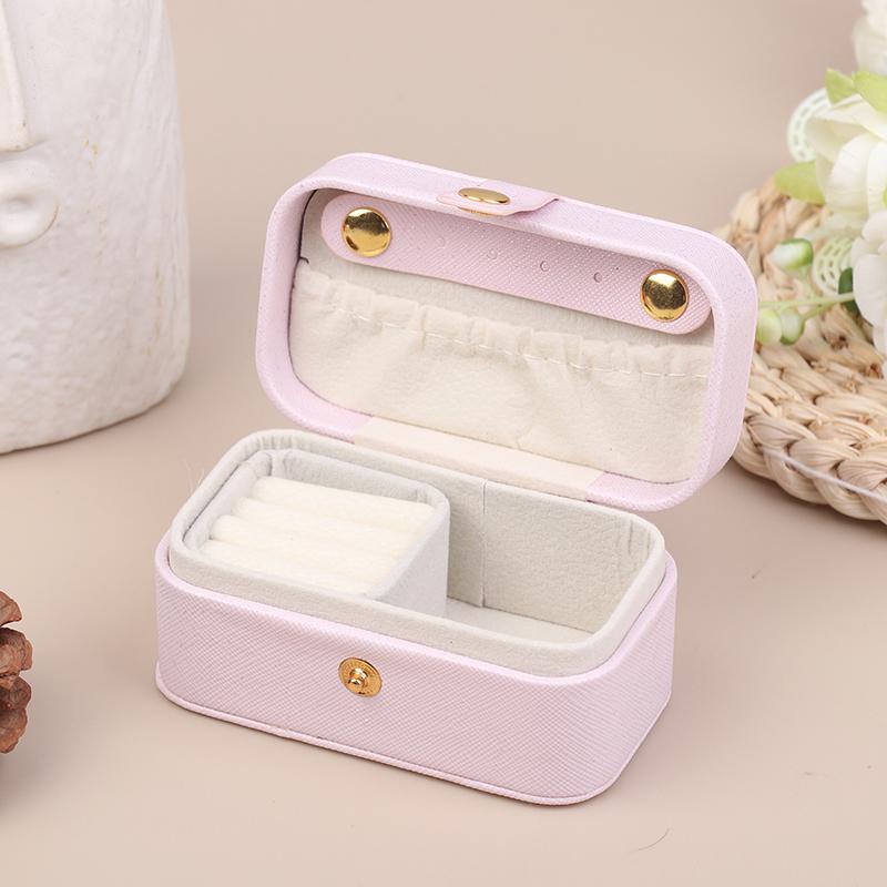 

Portable PU Travel Ladies Jewelry Box Simple Ring Necklace Earrings Storage Minimalist Style Daily Travel Storage Box розовый