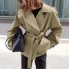 Womens Relaxed Fit Trench Coat With Belt Turn-down Collar 2026 Fall Commute Outerwear