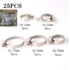 25pcs Stainless Steel Hose Pipe Clamps 10mm-70mm Cross German Hose Clamp Clips for Air Hose Water Pipe Fuel Hose 5 Sizes